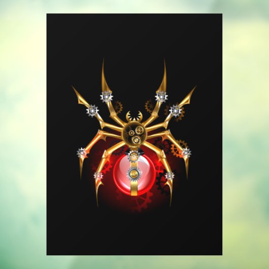 Steampunk spin op zwart raamsticker (Vel 3)