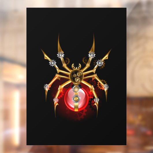 Steampunk spin op zwart raamsticker (Vel 2)