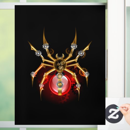 Steampunk spin op zwart raamsticker (Huis)