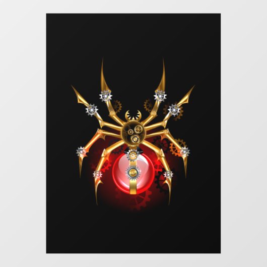 Steampunk spin op zwart raamsticker (Vel)