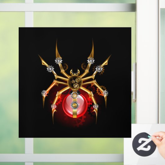 Steampunk spin op zwart raamsticker (Huis)