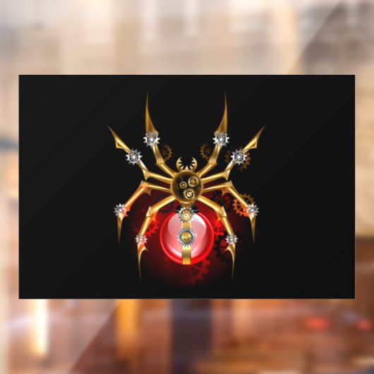 Steampunk spin op zwart raamsticker (Vel 2)