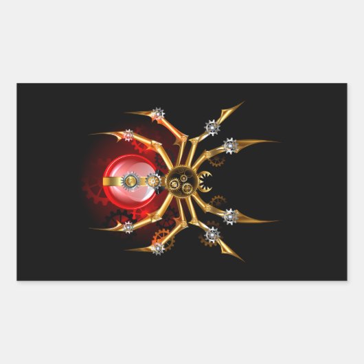 Steampunk spin op zwart rechthoekige sticker (Voorkant)