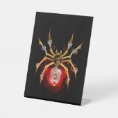 Steampunk spin op zwart reclamebord met voetstuk (Voorkant)