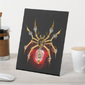 Steampunk spin op zwart reclamebord met voetstuk (Insitu)