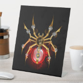 Steampunk spin op zwart reclamebord met voetstuk (Insitu)