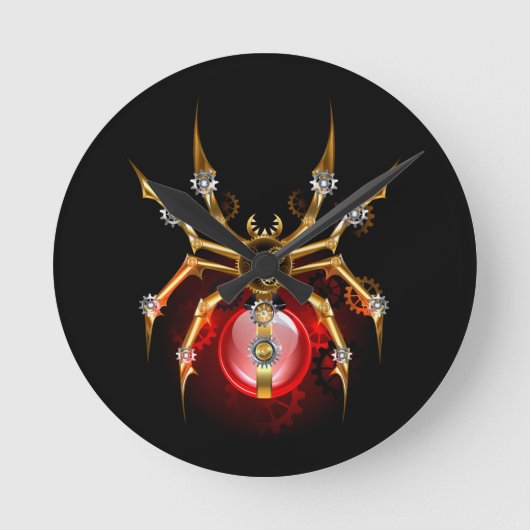 Steampunk spin op zwart ronde klok (Voorkant)