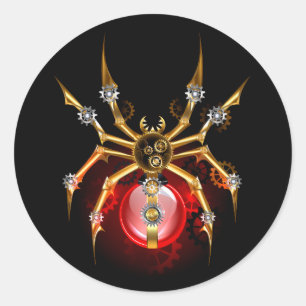 Steampunk spin op zwart ronde sticker