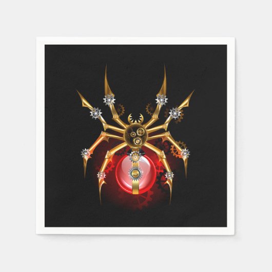 Steampunk spin op zwart servet (Voorkant)