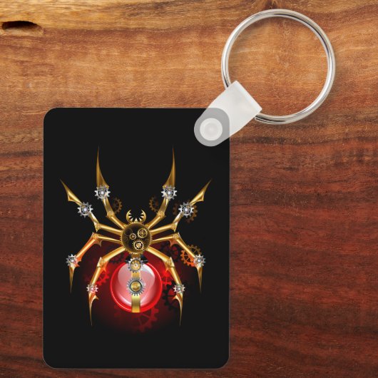 Steampunk spin op zwart sleutelhanger (Achterkant)