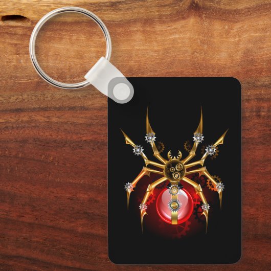 Steampunk spin op zwart sleutelhanger (Voorkant)