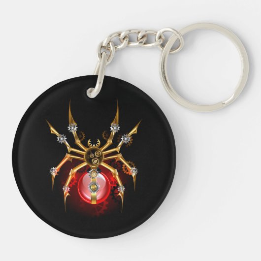 Steampunk spin op zwart sleutelhanger (Achterkant)