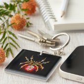 Steampunk spin op zwart sleutelhanger (Voorkant Rechts)