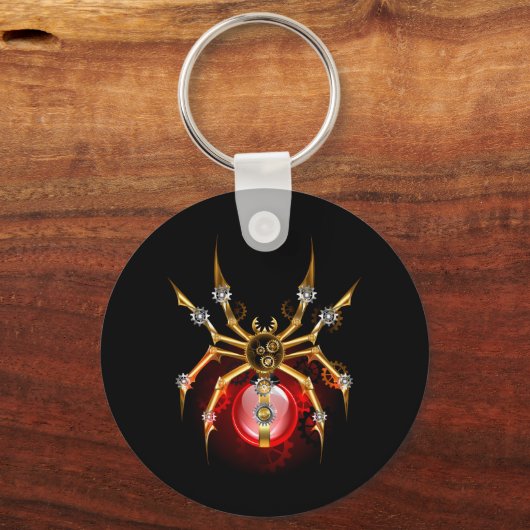 Steampunk spin op zwart sleutelhanger (Voorkant)