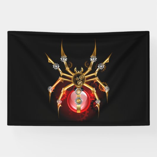 Steampunk spin op zwart spandoek (Horizontaal)