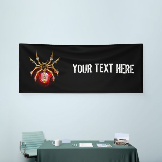 Steampunk spin op zwart spandoek (Beurs)