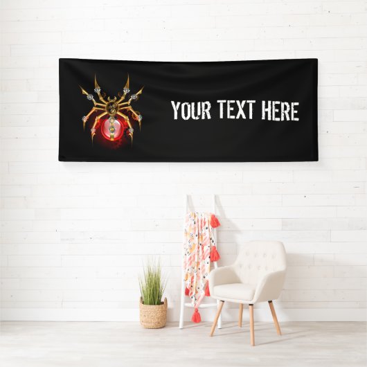 Steampunk spin op zwart spandoek (Insitu)