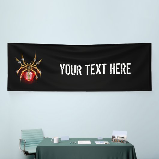 Steampunk spin op zwart spandoek (Beurs)