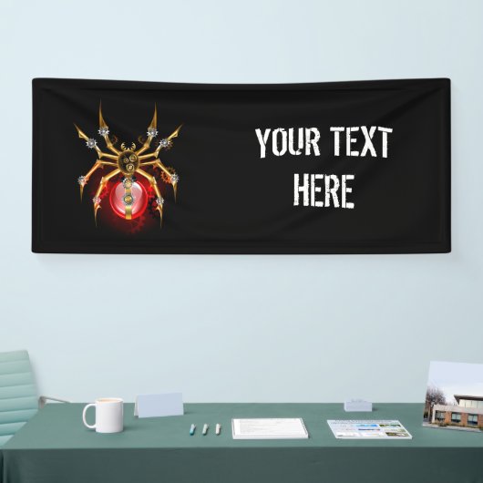 Steampunk spin op zwart spandoek (Beurs)