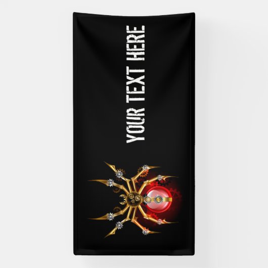 Steampunk spin op zwart spandoek (Verticaal)