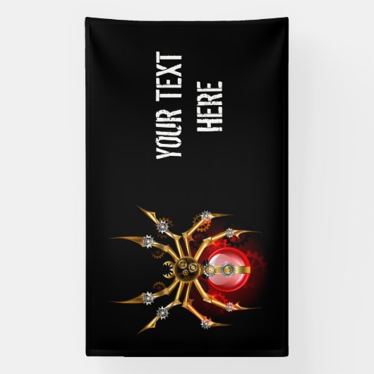 Steampunk spin op zwart spandoek (Verticaal)