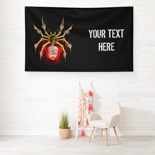 Steampunk spin op zwart spandoek (Insitu)