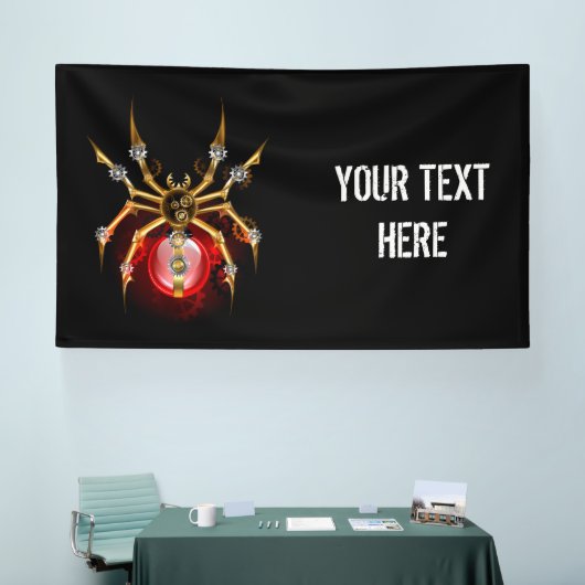 Steampunk spin op zwart spandoek (Beurs)