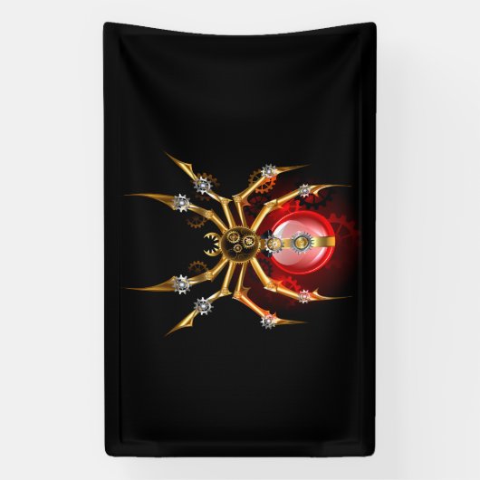 Steampunk spin op zwart spandoek (Verticaal)