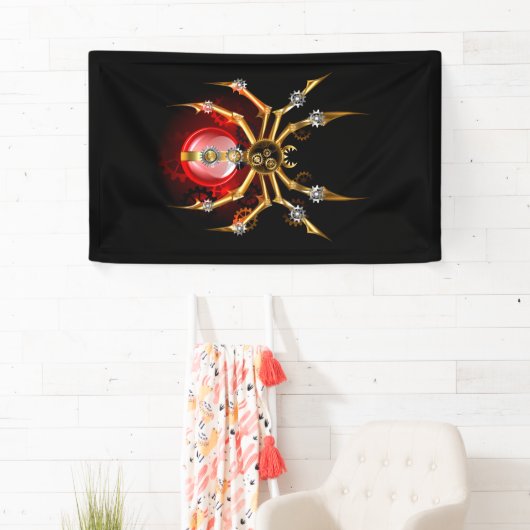Steampunk spin op zwart spandoek (Insitu)
