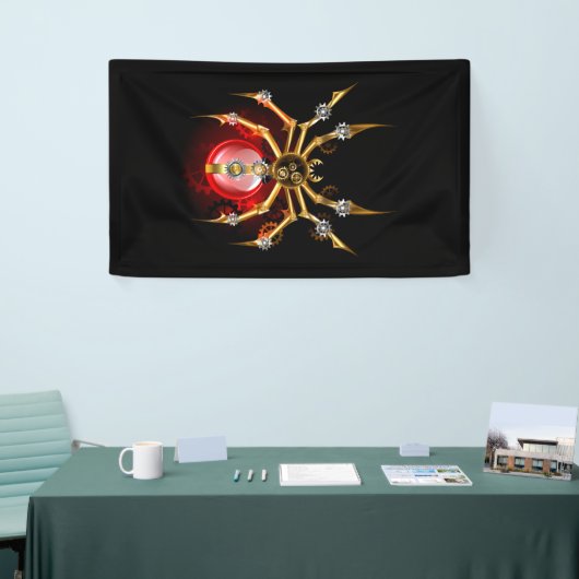 Steampunk spin op zwart spandoek (Beurs)