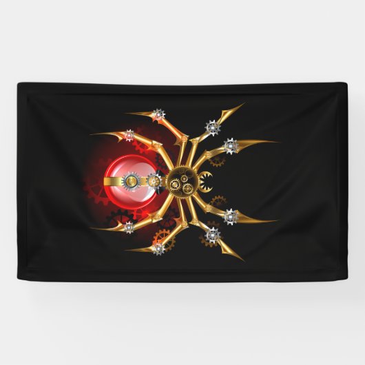 Steampunk spin op zwart spandoek (Horizontaal)