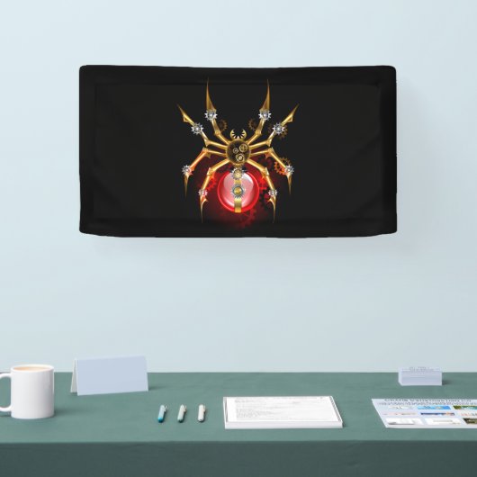 Steampunk spin op zwart spandoek (Beurs)