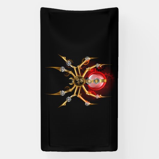 Steampunk spin op zwart spandoek (Verticaal)