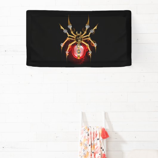 Steampunk spin op zwart spandoek (Insitu)