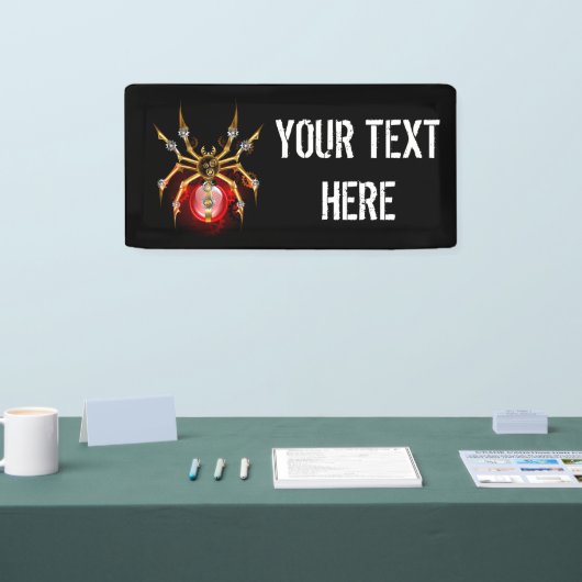 Steampunk spin op zwart spandoek (Beurs)