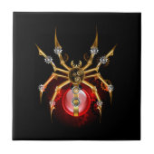 Steampunk spin op zwart tegeltje (Voorkant)