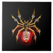 Steampunk spin op zwart tegeltje (Voorkant)