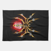 Steampunk spin op zwart theedoek (Horizontaal)