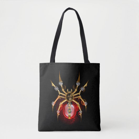 Steampunk spin op zwart tote bag (Voorkant)