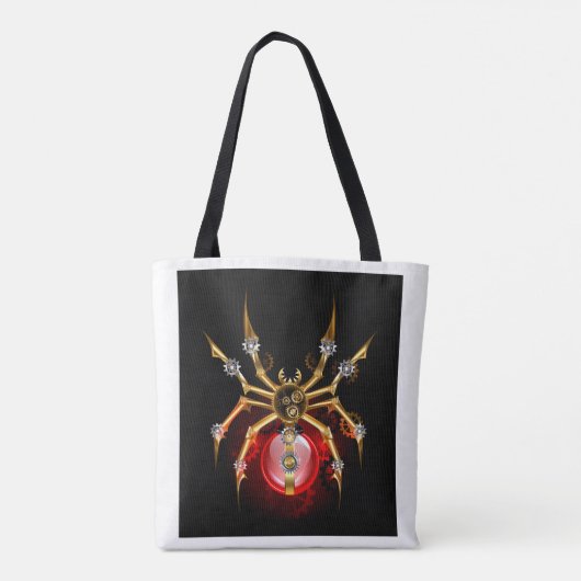 Steampunk spin op zwart tote bag (Achterkant)