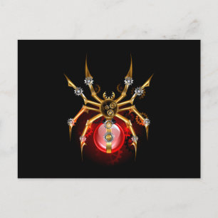 Steampunk spin op zwart uitnodiging briefkaart