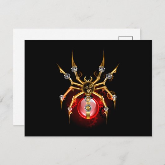 Steampunk spin op zwart uitnodiging briefkaart (Voorkant / Achterkant)