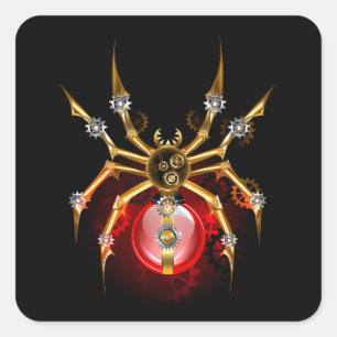 Steampunk spin op zwart vierkante sticker