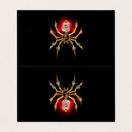 Steampunk spin op zwart visitekaartje (Buitenkant ongevouwen)