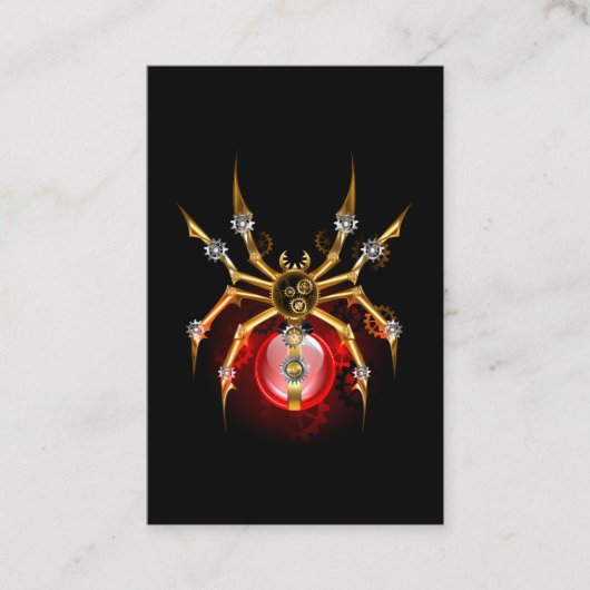 Steampunk spin op zwart visitekaartje (Voorkant)