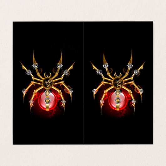 Steampunk spin op zwart visitekaartje (Buitenkant ongevouwen)