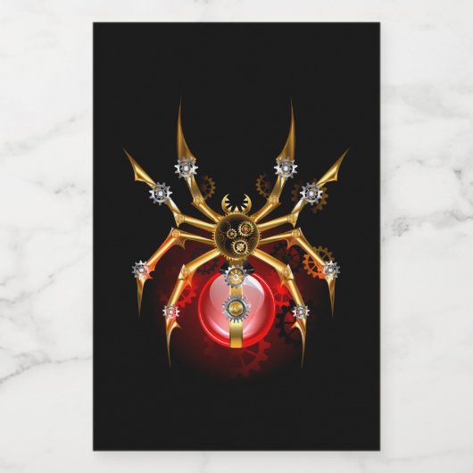 Steampunk spin op zwart voedselcontainer etiket (Enkel label)