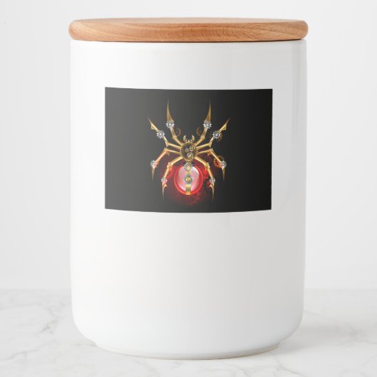 Steampunk spin op zwart voedselcontainer etiket (Voorkant)