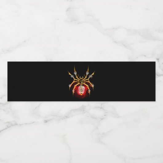 Steampunk spin op zwart waterfles etiket (Enkel label)