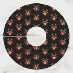 Steampunk spin op zwart wijnglaslabel